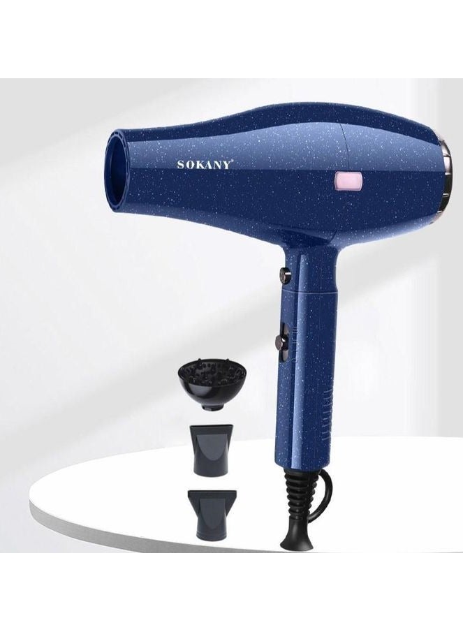 sokany Sokany Ionic Hair Dryer + Diffuser SK-2227, 3000W Fast Drying Hair Dryer, Professional Hair Dryer, 2 Speeds, 2 Temperature Settings, Includes Diffuser and Styling Nozzle, Blue  - Image 1