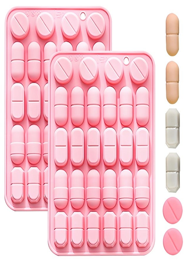 Fchil Silicone Pill Mold Trays for Making Pills, Set of 2, 28-Cavity Capsule Shaped Candy Molds for Chocolate Ice Cube Gummy - Image 1