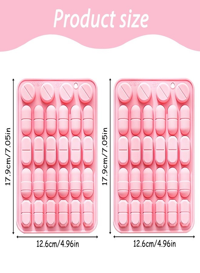 Fchil Silicone Pill Mold Trays for Making Pills, Set of 2, 28-Cavity Capsule Shaped Candy Molds for Chocolate Ice Cube Gummy - Image 2
