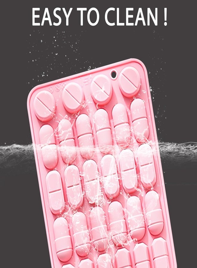 Fchil Silicone Pill Mold Trays for Making Pills, Set of 2, 28-Cavity Capsule Shaped Candy Molds for Chocolate Ice Cube Gummy - Image 3