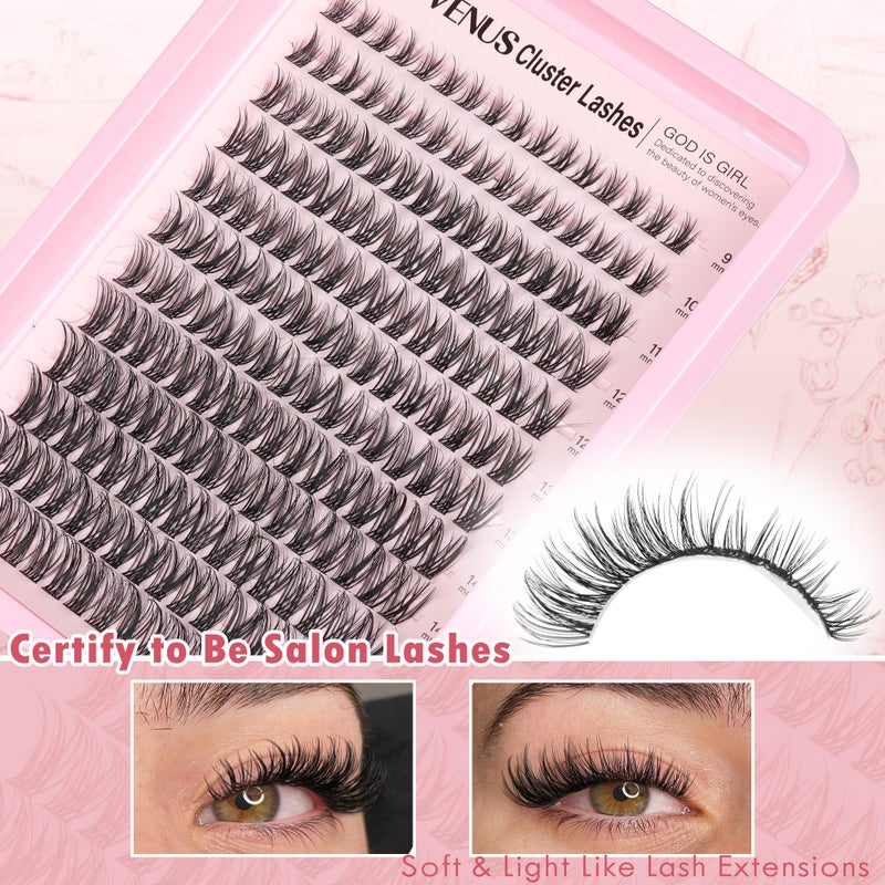 Goddvenus Lash Clusters Kit Wispy Lash Extension Kit Waterproof Lashes Clusters DIY Eyelash Clusters Kit with Natural Individual Eyelashes, Lashes Glue Bond and Seal and Lash Tweezers (D Curl 192pcs) - Image 2