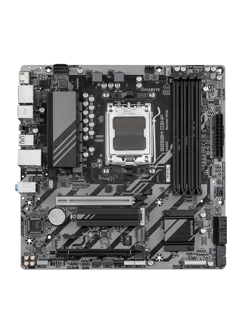 GIGABYTE B850M-D3HP Micro ATX Motherboard, AMD B850 Chipset, Socket AM5 for Ryzen 9000/8000/7000 Series, DDR5 Support (up to 256GB), PCIe 5.0/4.0, Dual DisplayPorts, HDMI 2.1, Realtek GbE LAN, USB 3.2 Gen 1, M.2 & SATA SSD Support, RAID, RGB Support, Windows 10/11 Compatible | 9MB85MHP-00-G10 Grey - Image 2
