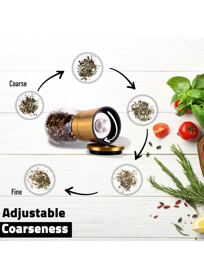 PJCKitchen Premium Salt and Pepper Grinder Set - 5 oz, Golden Stainless Steel - S&P Spice Shakers - Refillable & Adjustable Coarseness Hand Mill for Spices & Seasonings - by PJC-Kitchen - Image 5