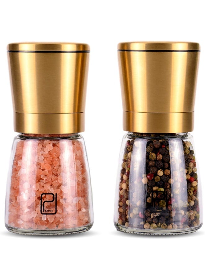 PJCKitchen Premium Salt and Pepper Grinder Set - 5 oz, Golden Stainless Steel - S&P Spice Shakers - Refillable & Adjustable Coarseness Hand Mill for Spices & Seasonings - by PJC-Kitchen - Image 1