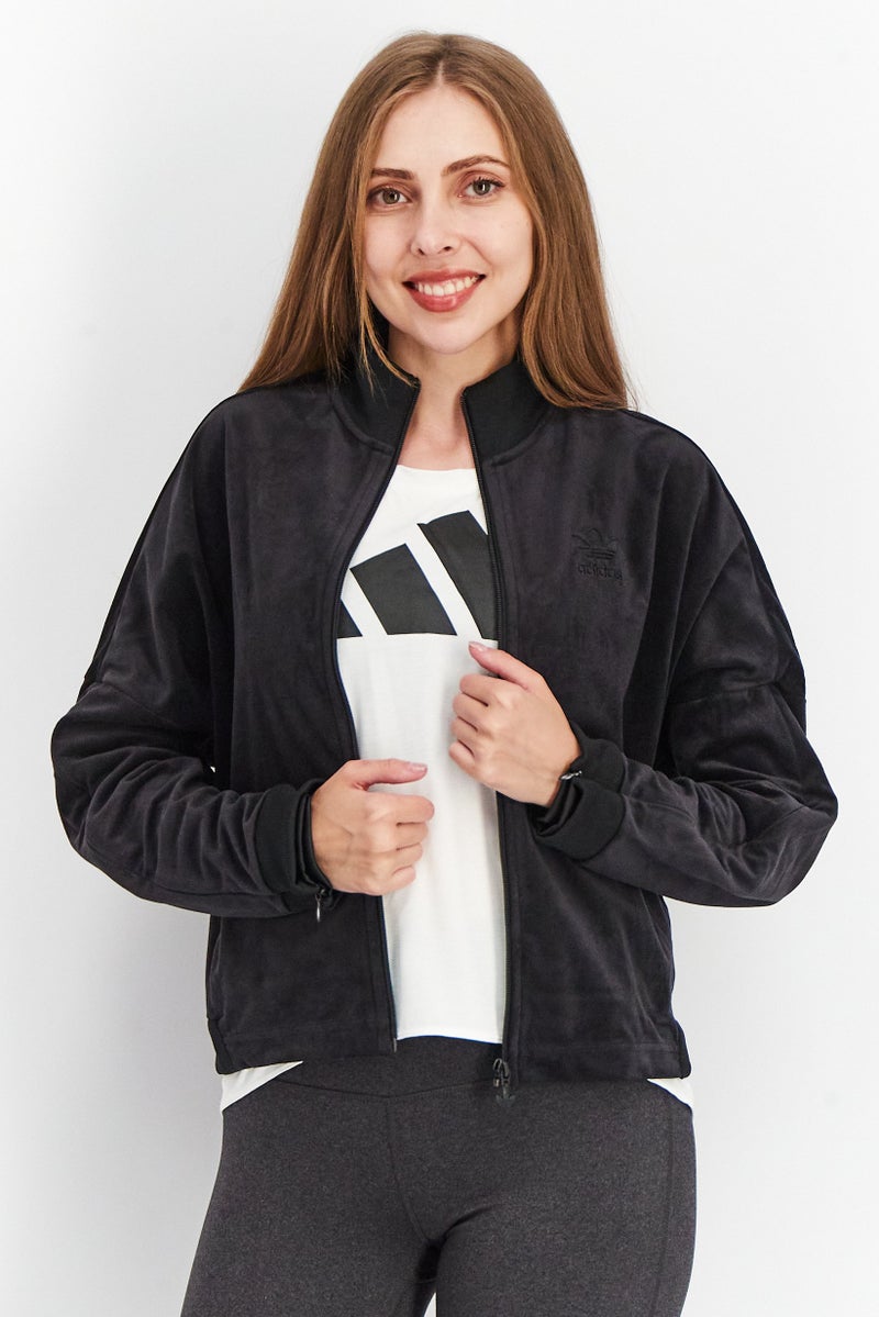 adidas Originals Women Sportswear Fit Long Sleeve Full Zip Training Jacket, Black  - Image 1