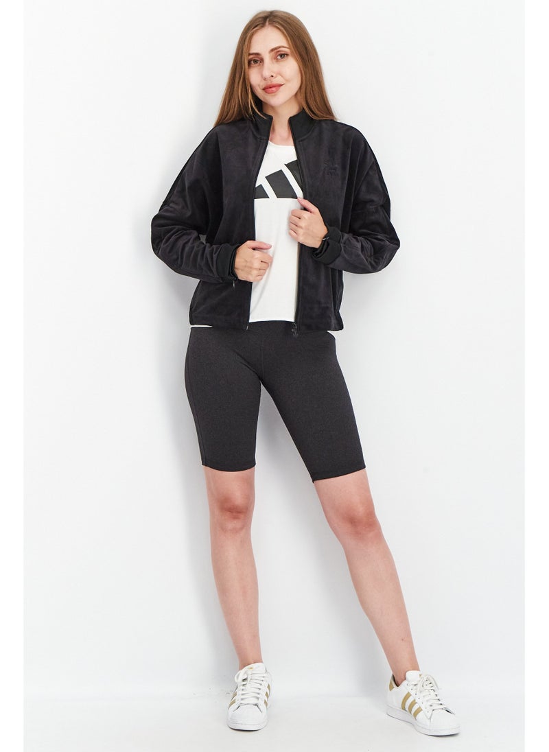 adidas Originals Women Sportswear Fit Long Sleeve Full Zip Training Jacket, Black  - Image 5