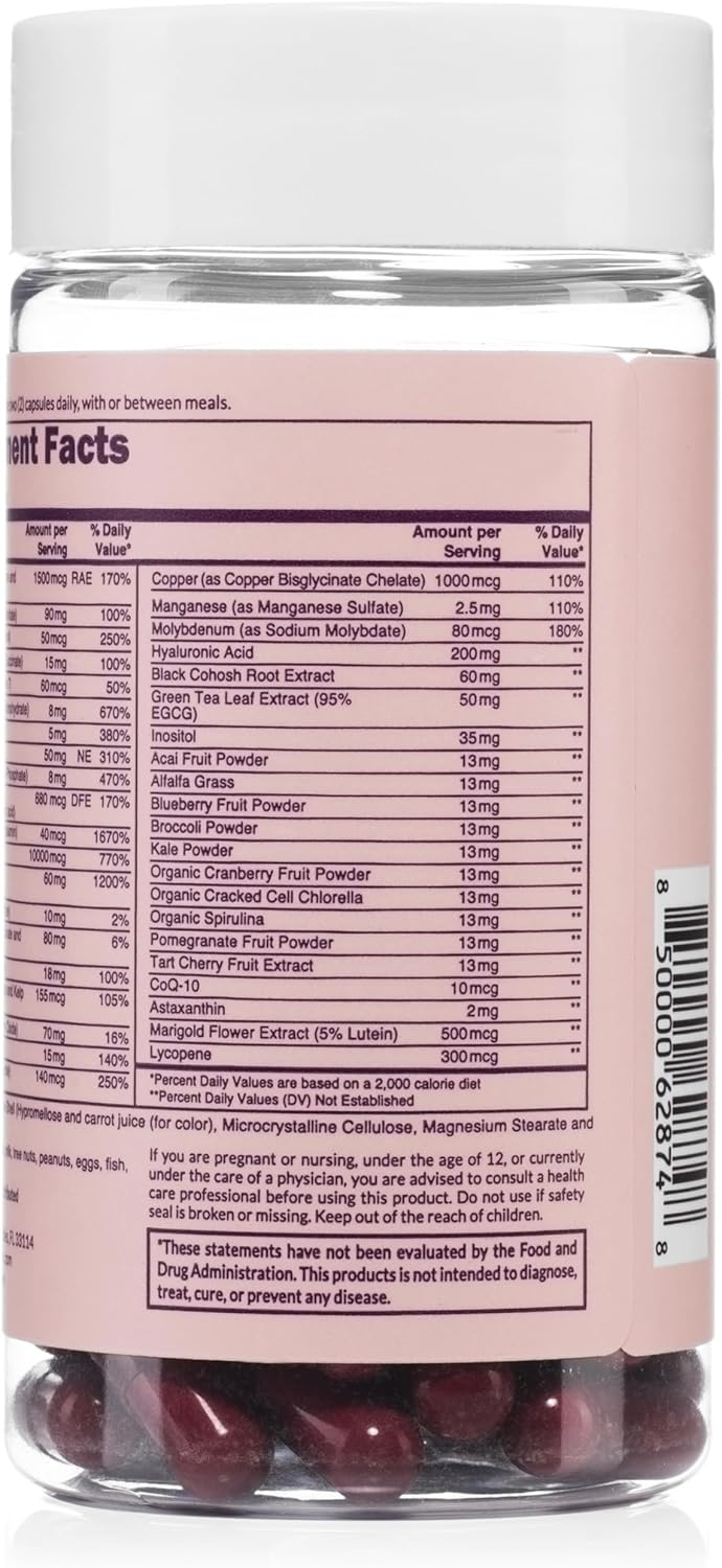 Nakd Ella Womens Multi  Daily Multivitamin  Vitamins A C E Selenium Zinc Fruit and Super Green Extracts to Boost Immune Support  GlutenFree and Vegetarian Vitamins 60 Capsules - Image 5