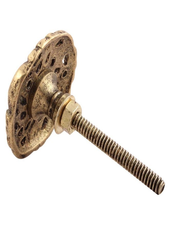 Indian-Shelf 2 Piece Gold Knobs -Brass Antique Knobs for Drawers - Blossom Drawer Handles - 3.81 cm Drawer Pulls - Image 3