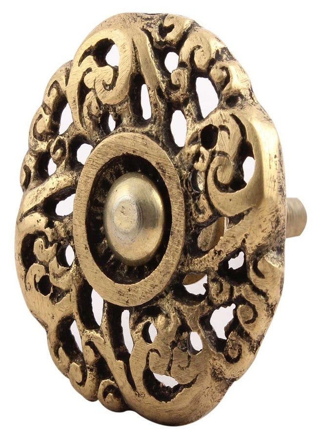 Indian-Shelf 2 Piece Gold Knobs -Brass Antique Knobs for Drawers - Blossom Drawer Handles - 3.81 cm Drawer Pulls - Image 1