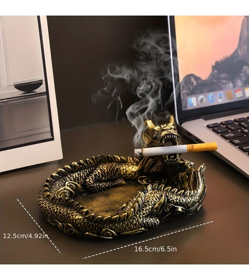 Premium Auspicious Dragon Great Wall Ashtray Retro Style Portable Durable Indoor Outdoor Home Decor - Image 2