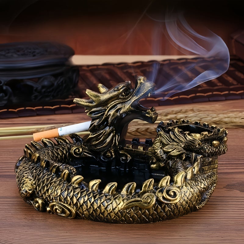 Premium Auspicious Dragon Great Wall Ashtray Retro Style Portable Durable Indoor Outdoor Home Decor - Image 1