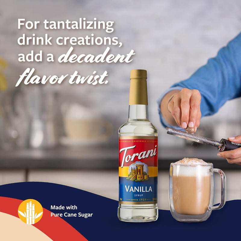 Torani Vanilla Coffee Syrup with Pump - 25.4 Fl Oz Bottle - Image 4