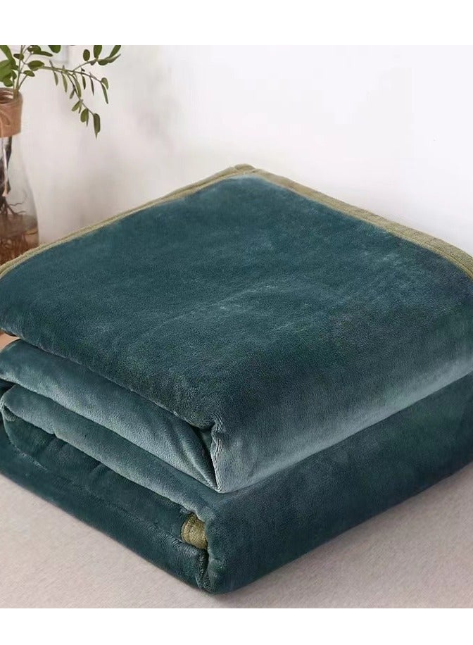 Loquat Solid Color Cloud Sable Blanket Office Nap Blanket Air Conditioned Roof Blanket Flannel Blanket Dark Green 