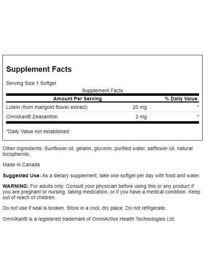 SWANSON Synergistic Eye Health - Lutein and Zeaxanthin Supplement - 60 Softgels - Lutemax Lutein 20 mg and OmniXan Zeaxanthin 2 mg for Vision Support - Image 2
