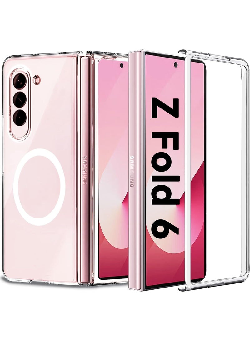 Muzz حافظة مغناطيسية لهاتف سامسونج جالكسي زد فولد 6، غلاف رفيع مضاد للصدمات، شفاف (زد فولد 6 5G 2024) - Image 1