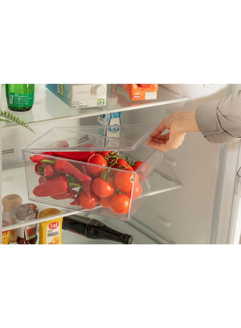 منظم ثلاجة شفاف ULTRA CLEAR مع غطاء 14.5 × 32.5 × 20 سم، BPA Free بلاستيك آمن لحفظ الطعام، حافظة تخزين طعام مع غطاء محكم Airtight Lid لمنع التسرب والحفاظ على النكهة، منظم ثلاجة كبير الحجم Refrigerator Organizer with Lid لتنظيم الفواكه والخضروات واللحوم والجبن والمعلبات، مثالي لتحضير الوجبات Meal Prep، وجبات الغداء Lunch، بقايا الطعام Leftovers، حاوية تخزين صالحة للاستخدام في الميكروويف Microwave، الفرن Oven، الفريزر Freezer وغسالة الصحون Dishwasher، صندوق تخزين عملي متعدد الاستخدامات Plastic Food Storage Container لتنظيم المطبخ والثلاجة Freezer Organizer، تصميم شفاف Ultra Clear لسهولة رؤية المحتوى، خامة قوية Durable ومقاومة للروائح، مناسب للاستخدام اليومي في المنزل والمكتب والسفر، حاوية تخزين موفرة للمساحة Space Saving Organizer وتساعد على ترتيب الثلاجة بشكل مثالي - Image 3