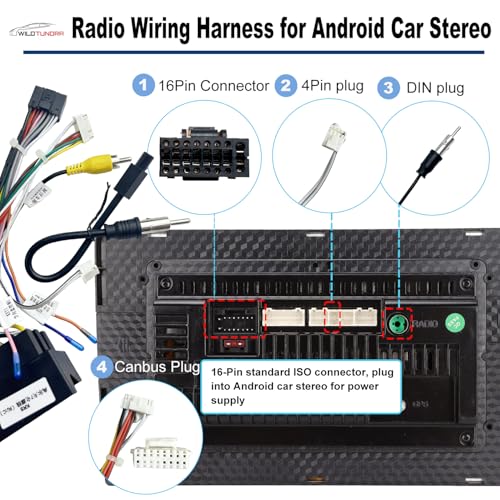 WildTundra 16Pin ISO Aftermarket Radio Wiring Harness for Volkswagen 2003-2015 Jetta Passat Golf GTI Touareg Tiguan with SWC Reverse Radio Antenna Adapter, Plug & Play Car Stereo Adapter - Image 3