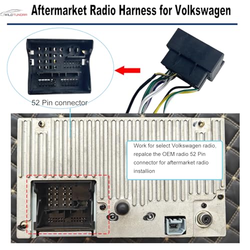 WildTundra 16Pin ISO Aftermarket Radio Wiring Harness for Volkswagen 2003-2015 Jetta Passat Golf GTI Touareg Tiguan with SWC Reverse Radio Antenna Adapter, Plug & Play Car Stereo Adapter - Image 2