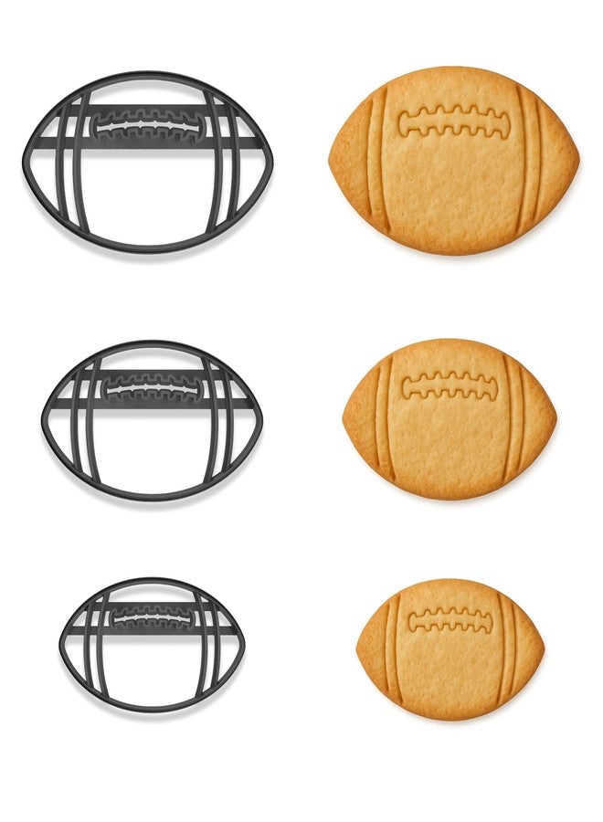 Mighty Gadget Football Cookie Cutter & Stamp Set - 3 Sizes (4", 3", 2") - Sports Ball Baking Mold for Tailgates & Game Day (Random Color) - Image 1