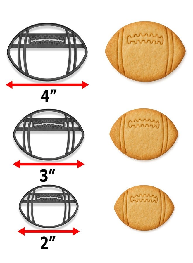 Mighty Gadget Football Cookie Cutter & Stamp Set - 3 Sizes (4", 3", 2") - Sports Ball Baking Mold for Tailgates & Game Day (Random Color) - Image 2