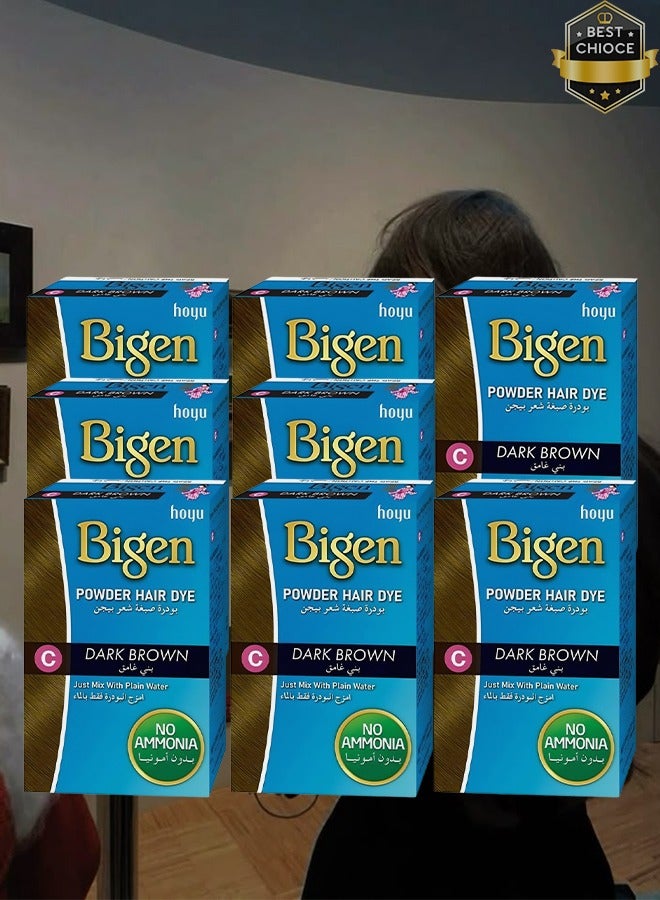 بايجن 8 قطع بودرة صبغ الشعر باللون البني الداكن مع الماء العادي بدون أمونيا 6 جرام - Image 1