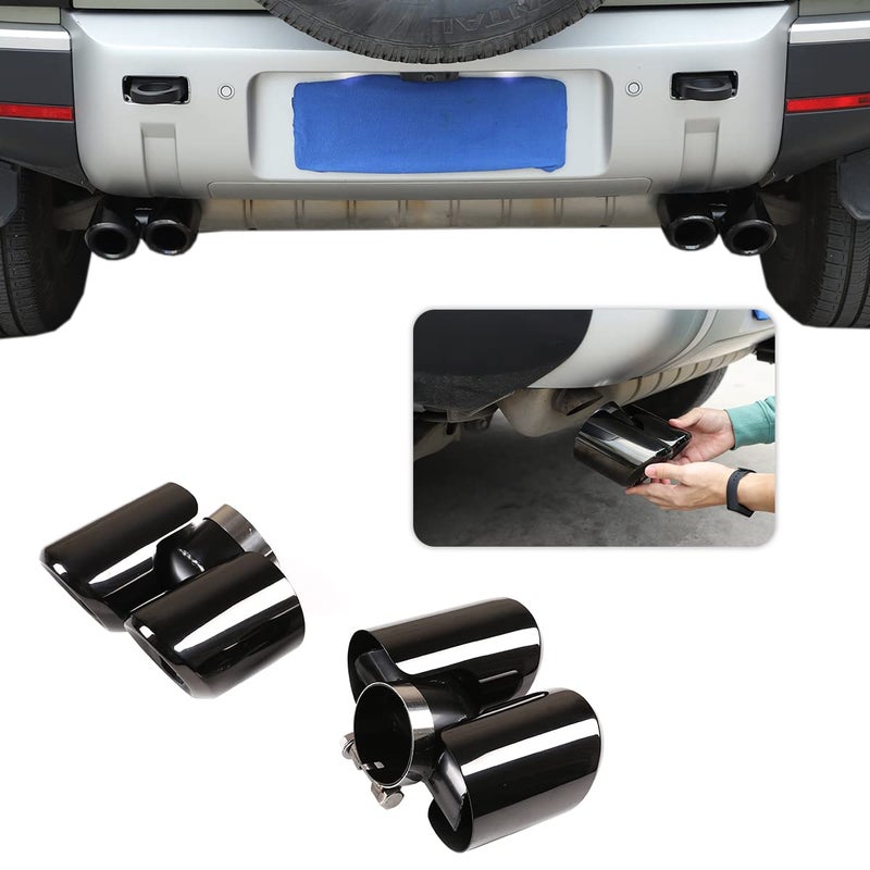 YIWANG Stainless Steel Car Exhaust Pipe Noise Canceller Cover for Land Rover Defender 90 110 2020-2022
