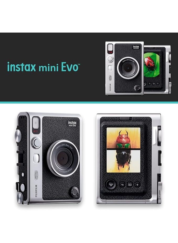 Instax Mini EVO Hybrid Black Instant Camera Bundle | Includes 2x Mini Twin Pack Instant Film - Image 2