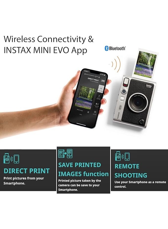 Instax Mini EVO Hybrid Black Instant Camera Bundle | Includes 2x Mini Twin Pack Instant Film - Image 4