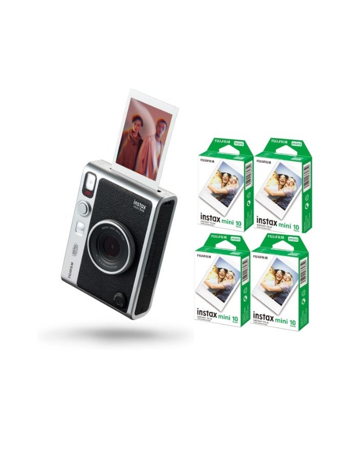 Instax Mini EVO Hybrid Black Instant Camera Bundle | Includes 2x Mini Twin Pack Instant Film - Image 1