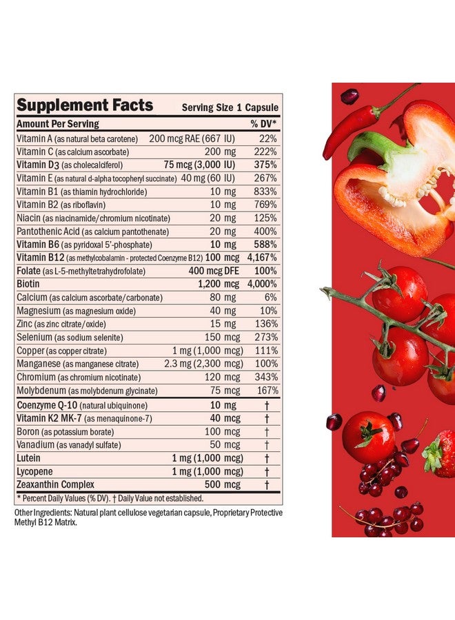 ANDREW LESSMAN Essential-1 Multivitamin 3000 IU Vitamin D3 360 Small Capsules - 100 mcg Methyl B12. CoQ10 Lutein Lycopene Zeaxanthin. High Potency. No Additives. Ultra-Mild. One Daily Capsule - Image 2