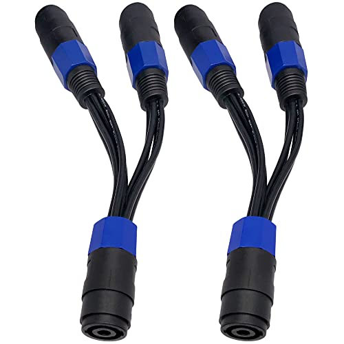 CNCESS CESS-204 Speakon Splitter Cable - One NL4MP Input to Two NL4MP Outputs, 8 x 12AWG Wires, Maximum Signal Transfer and Flexibility, 2 Pack - Image 1