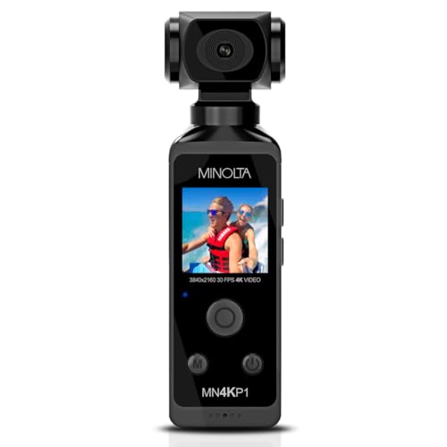 Minolta 4K Ultra HD Pocket Camcorder – WiFi Enabled Action Camera with 16MP Photos, 170° Wide Angle Lens, 270° Rotating Head, Slow Motion, 1.3-inch Display - 16GB Card & Waterproof Case (Black) - Image 1