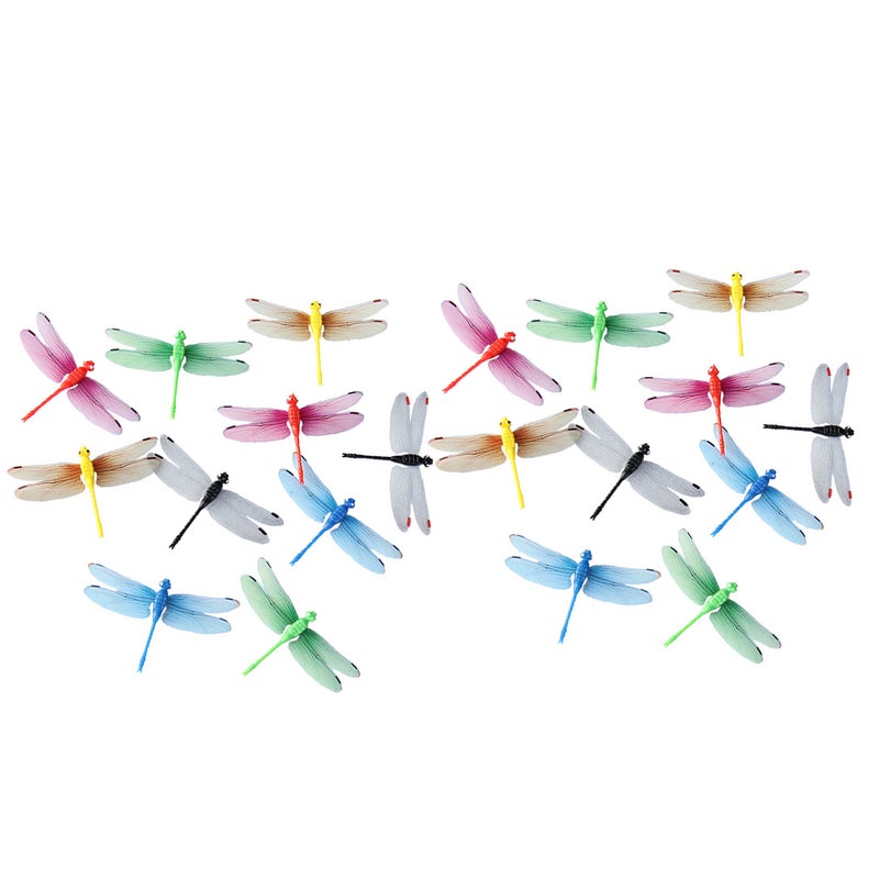 20pcs Luminous Simulation Dragonflies Pin Type Dragonfly Decor Flower Arranging Accessories for Curtain Flower Pot (Mixed Colors) - Image 1