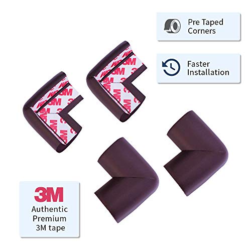 AMAZARA Baby Proofing Edge & Corner Guards | 6.5 Ft Foam Edge Protector + 4 Pre-Taped Corners | Child Safety Cushion for Table & Furniture | Brown - Image 3
