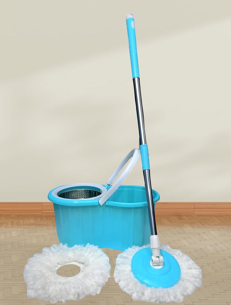 Premium 360 Spin Mop with Adjustable Steel Handle Microfiber Mop Head Durable Steel Bucket Includes 1 Free Mop Head Made in India - Image 1