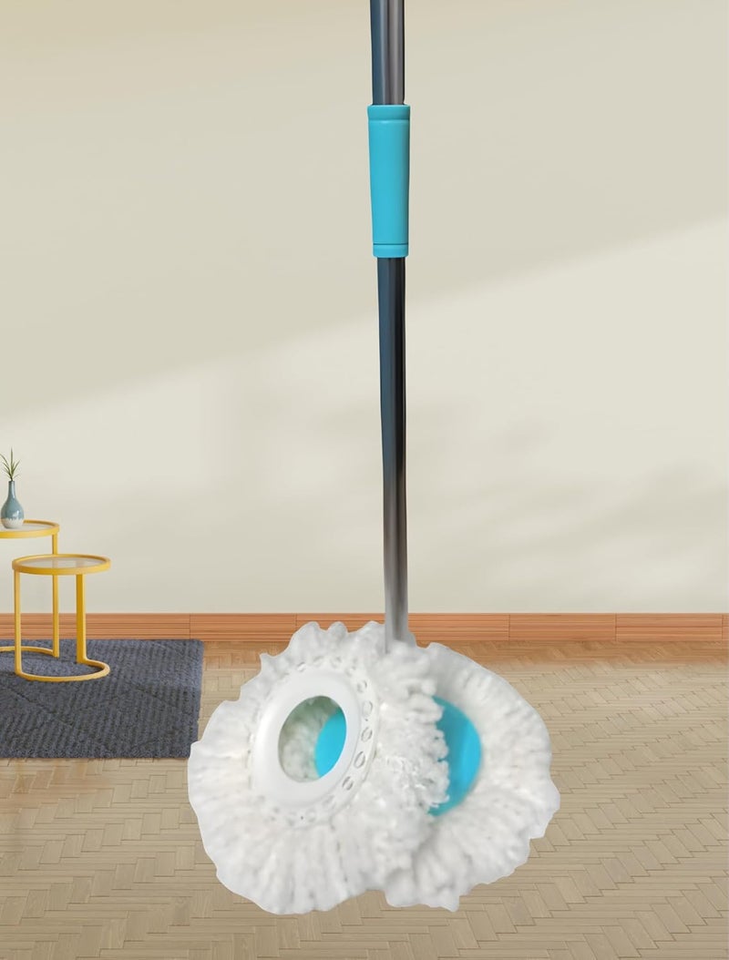 Premium 360 Spin Mop with Adjustable Steel Handle Microfiber Mop Head Durable Steel Bucket Includes 1 Free Mop Head Made in India - Image 4