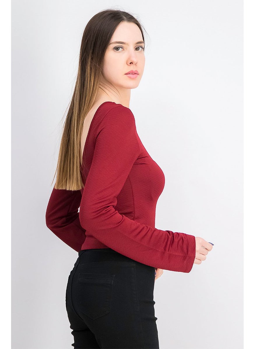 Women Round Neck Long Sleeves Plain Blouse, Bordeaux - pzsku/Z8F35B801B2AE6B7842A6Z/45/_/1738160952/b9d0501e-e25c-49a5-8335-21d5bae64d86