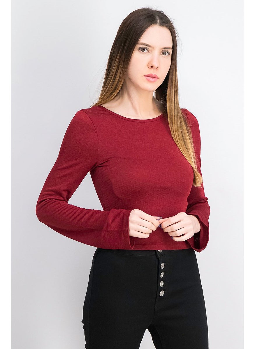 Women Round Neck Long Sleeves Plain Blouse, Bordeaux - pzsku/Z8F35B801B2AE6B7842A6Z/45/_/1738161060/97ce7b69-4a1b-48a2-b877-5837fff3886f