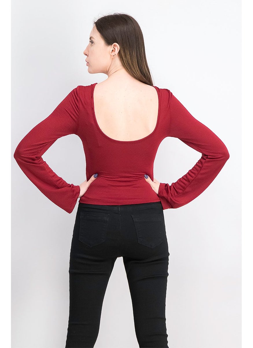 Women Round Neck Long Sleeves Plain Blouse, Bordeaux - pzsku/Z8F35B801B2AE6B7842A6Z/45/_/1738161061/5f27f7e7-e1d3-4598-a679-19ba19ef3524