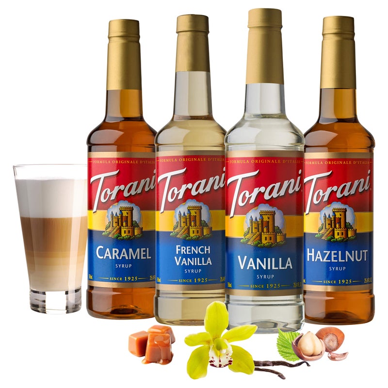 Torani Variety Pack Caramel, French Vanilla, Vanilla & Hazelnut, 25.4 Ounces (Pack of 4) - Image 2