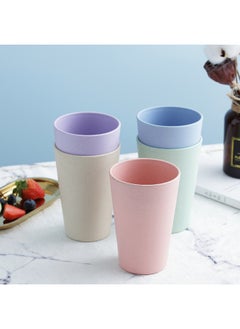 Generic 13oz Wheat Straw Simple Water Cup Tea Cup Creative Student Milk Large Capacity Coffee Eco-friendly Kitchen Utensils-Color:Green (single)-Capacity:401-500ml  - Image 2