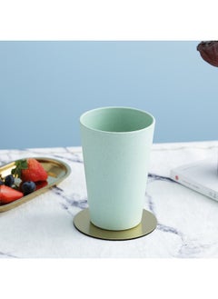 Generic 13oz Wheat Straw Simple Water Cup Tea Cup Creative Student Milk Large Capacity Coffee Eco-friendly Kitchen Utensils-Color:Green (single)-Capacity:401-500ml  - Image 1