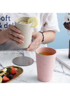 Generic 13oz Wheat Straw Simple Water Cup Tea Cup Creative Student Milk Large Capacity Coffee Eco-friendly Kitchen Utensils-Color:Green (single)-Capacity:401-500ml  - Image 5