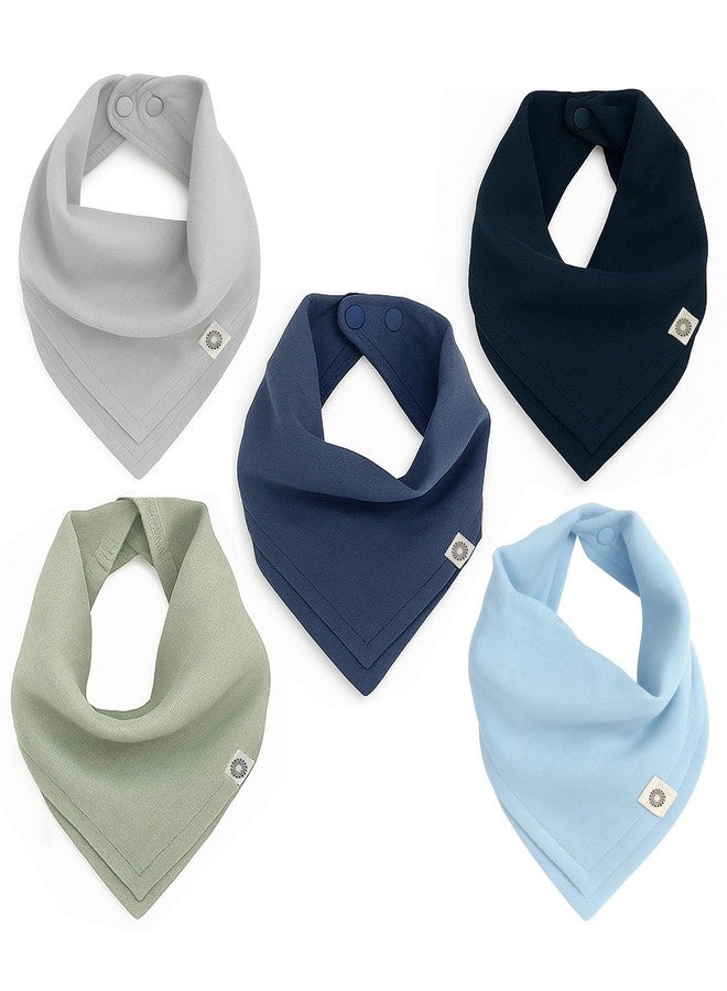 Kishu Baby Indi Fairtrade Certified Organic Muslin Baby Bandana Bibs for Boys, 4-Way Reversible Drool Bib Set (Pacifica) - Image 1