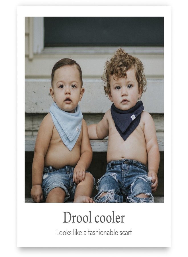 Kishu Baby Indi Fairtrade Certified Organic Muslin Baby Bandana Bibs for Boys, 4-Way Reversible Drool Bib Set (Pacifica) - Image 5