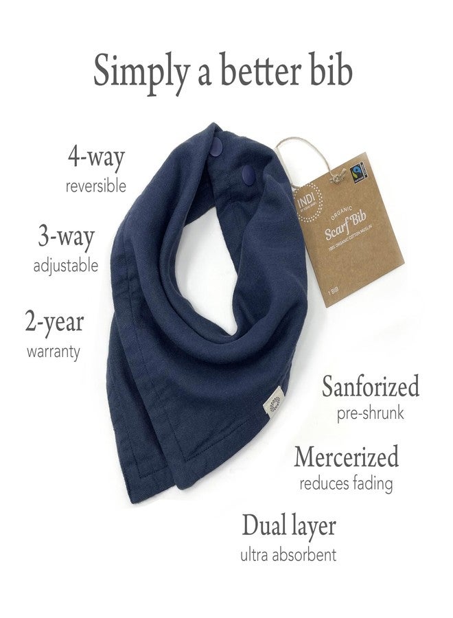 Kishu Baby Indi Fairtrade Certified Organic Muslin Baby Bandana Bibs for Boys, 4-Way Reversible Drool Bib Set (Pacifica) - Image 2