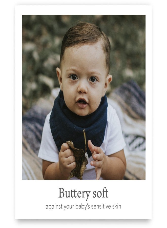 Kishu Baby Indi Fairtrade Certified Organic Muslin Baby Bandana Bibs for Boys, 4-Way Reversible Drool Bib Set (Pacifica) - Image 3