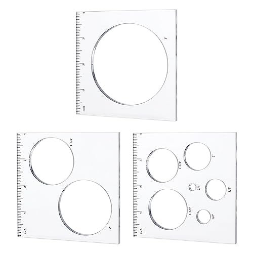 PH PandaHall 9 in 3 Circle Inlay Templates Acrylic Router Jig Templates Router and Decorative Templates Drawing Scale Rulers for School Office Home Supplies Woodworking 1015mm4 inch - Image 1