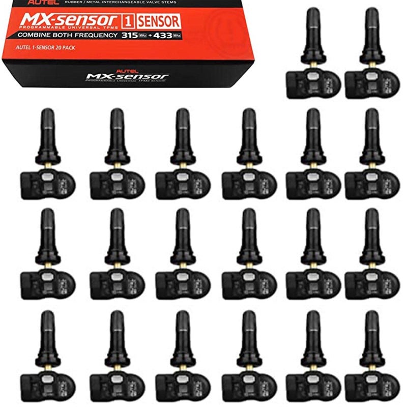 Autel TPMS Sensors 20pcs MX Sensor Rubber Stem 315433MHz Tire Pressure Sensor TPMS RelearnReset Programmed by MaxiTPMS Tool TS401 TS408S TS508WF TS900 TS608 MS906TS ITS600