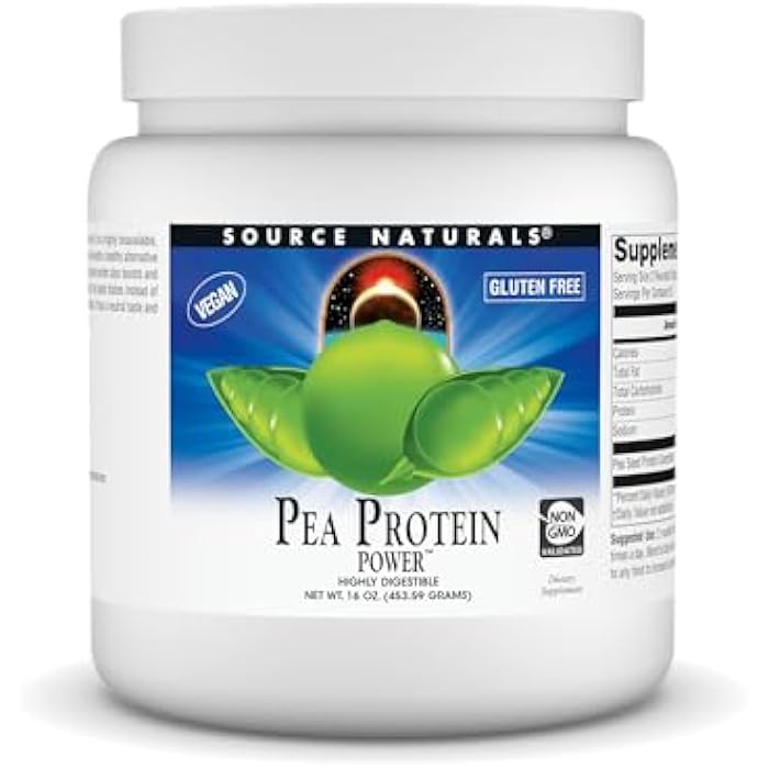 Source Naturals Pea Protein Power Plant-Based Protein Powder - Easy to Digest, Bioavailable, Non-Dairy, Vegan, Non-GMO, Gluten Free, Sugar Free, Unflavored* - 16oz - Image 1